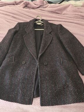 Multicolor Tweed Blazer Jacket - Classic Notch Lapel